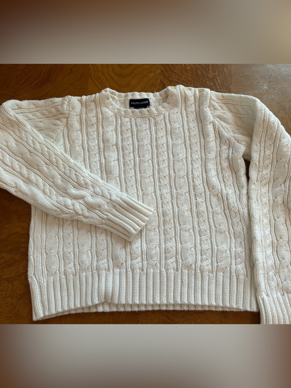 Ralph Lauren White Cable Knit Sweater - Kids